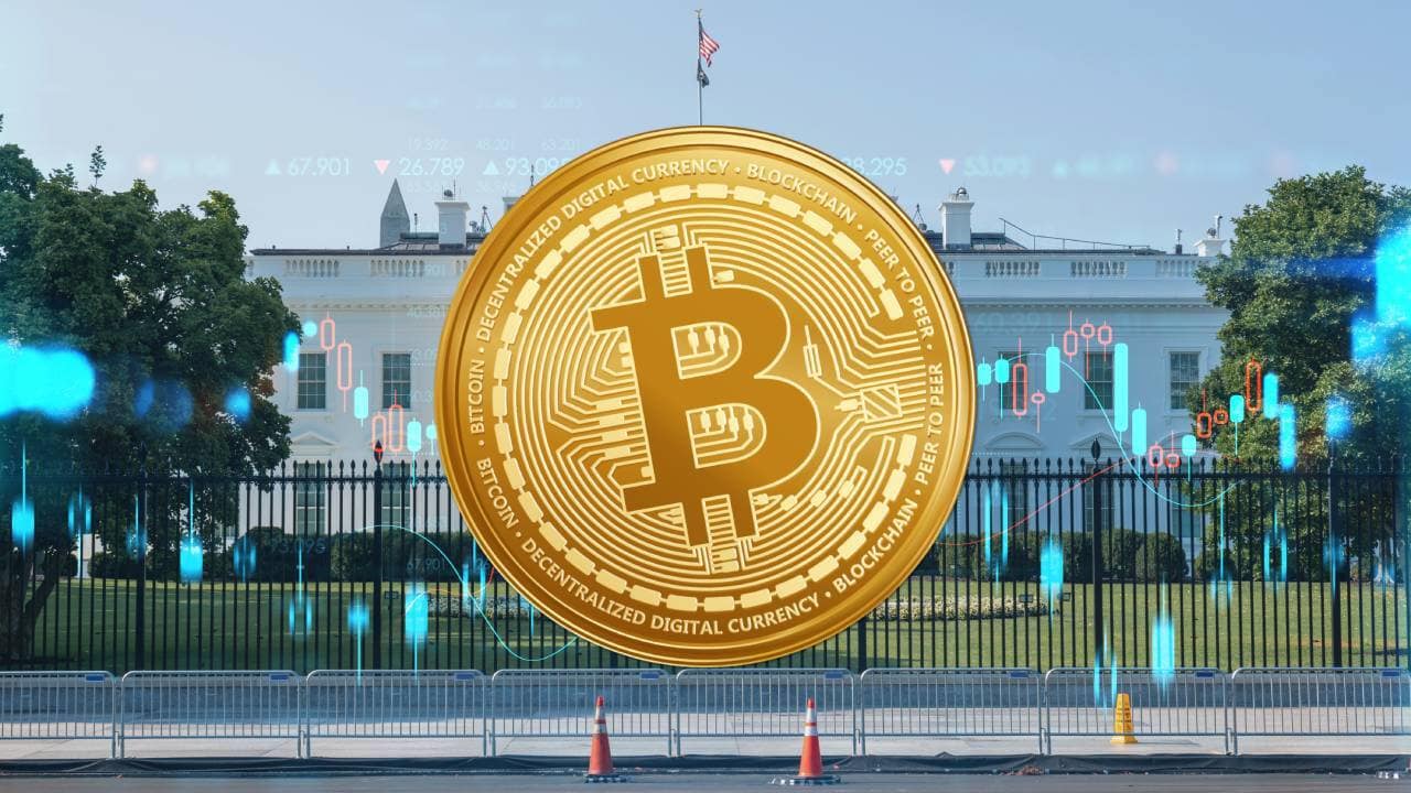 A U.S. Capitol building with a glowing Bitcoin hovering above it, symbolizing political attention on crypto